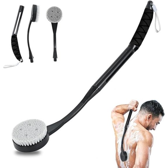 Back Scrubber for Shower with Long Handle (Black)