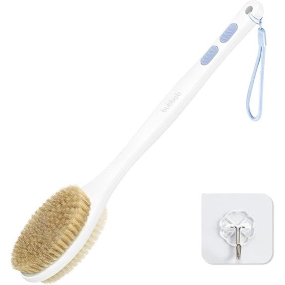 Back Scrubber for Shower with Long Handle Double Sided Bristles