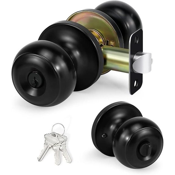 Keyed Entry Door Knob with Lock and Key Matte Black