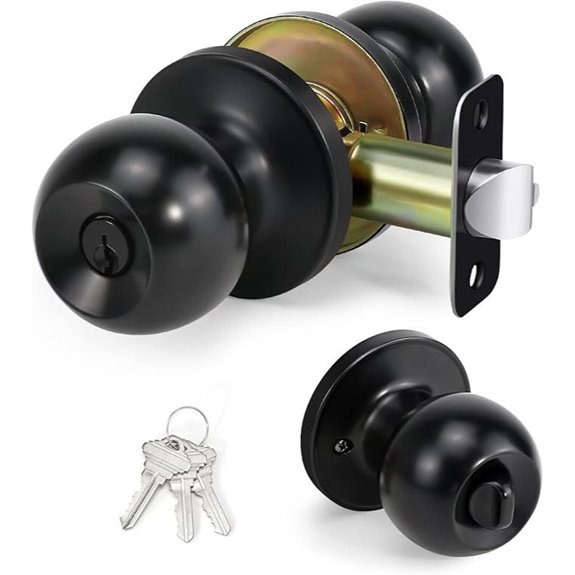 Ball Door Knob with Keyed Entry Lock Matte Black (1-Pack)