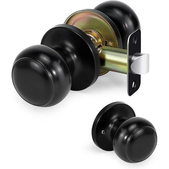 Passage Door Knob Non-Locking Matte Black