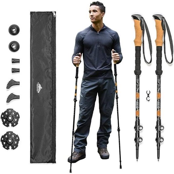 Cascade Mountain Tech Trekking Poles with Down Grip & Tip Kit