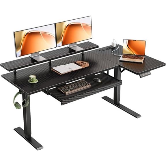 OffiGo 55 L-Shaped Electric Standing Desk with Keyboard Tray