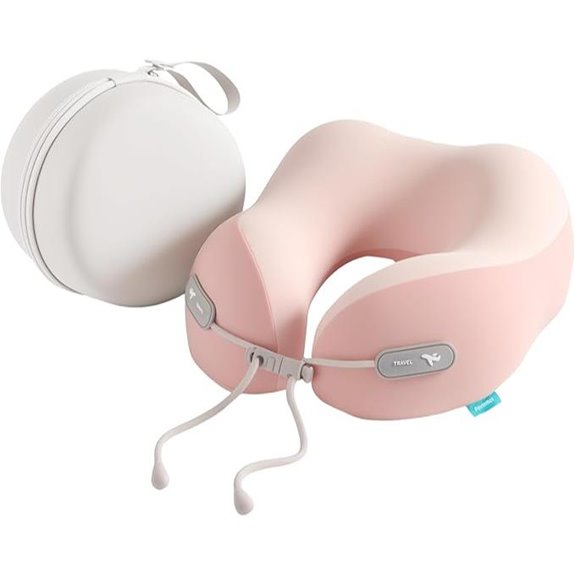 Ergonomic Memory Foam Travel Pillow with EVA Case (Pink)