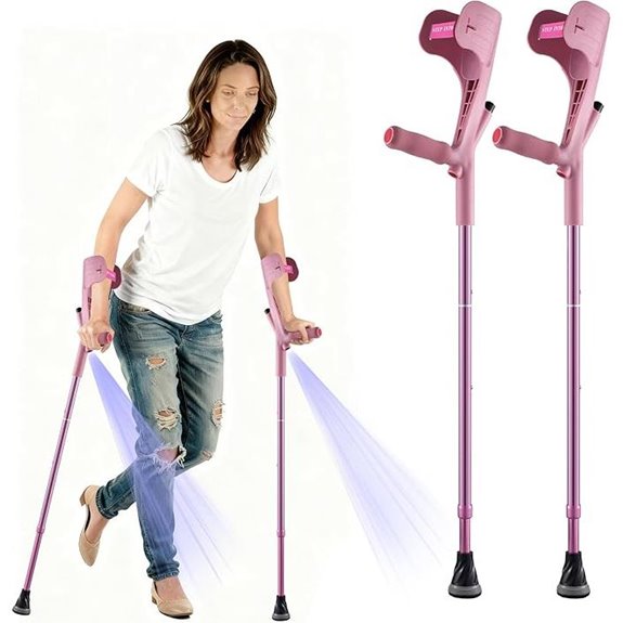 Foldable Forearm Crutches for Adults and Seniors (Pink Pro)