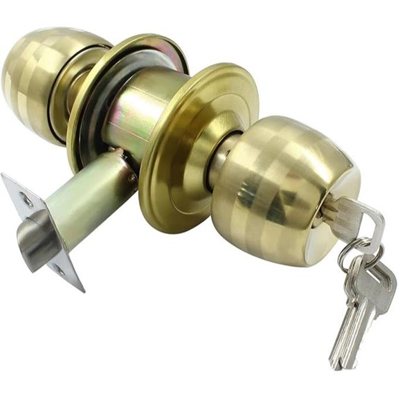 Keyed Entry Door Knob Lock Polished Brass Ball Catch 1 Pack