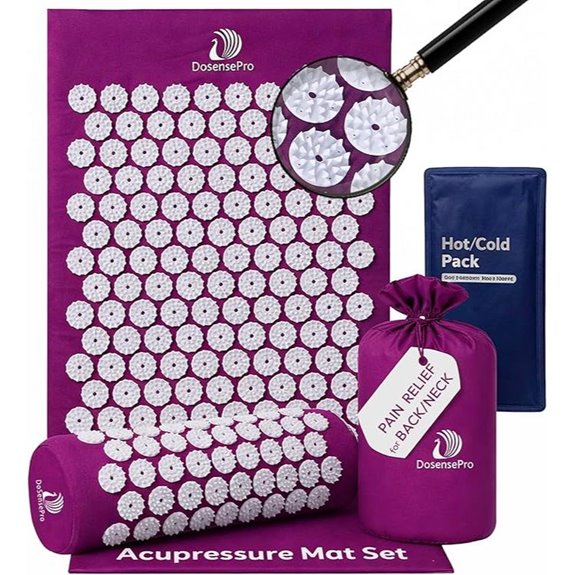 Acupressure Mat & Pillow Set for Back & Neck Pain Relief (Purple)