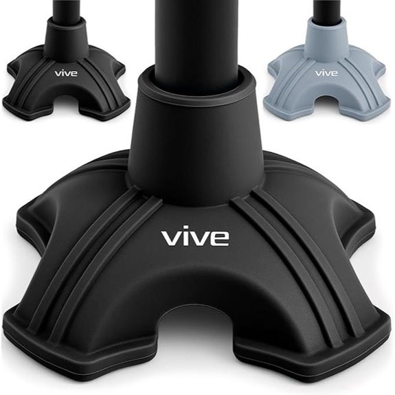 Vive Self-Standing Quad Base Cane Tip (4-Prong Rubber)