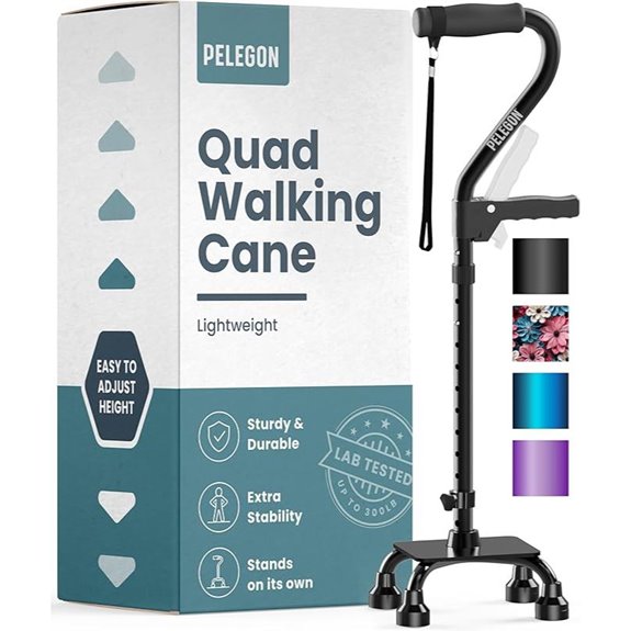 PELEGON Quad Cane with Large 4-Prong Base (300LB)