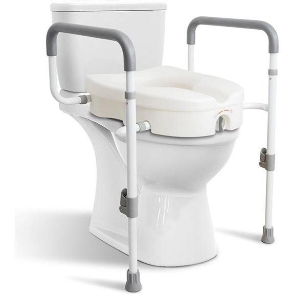 Raised Toilet Seat with Adjustable Padded Arms