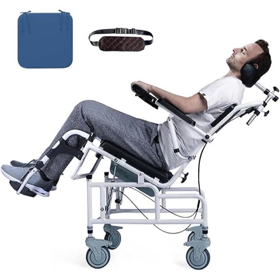 Reclining Shower Chair with Wheels and Commode