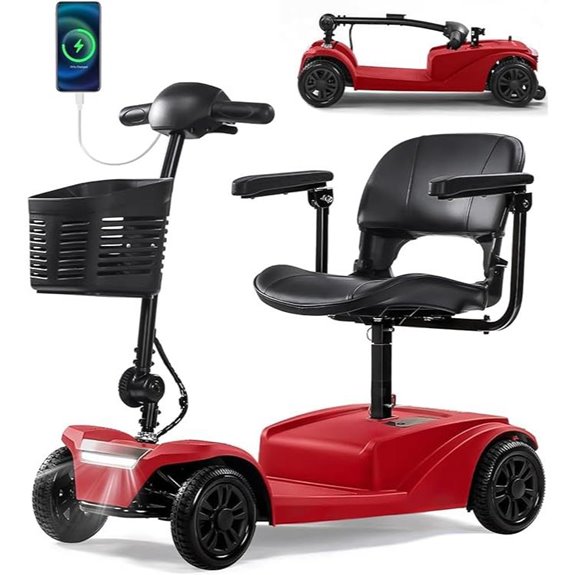 Long Range Mobility Scooter for Seniors 300 lbs (Red)