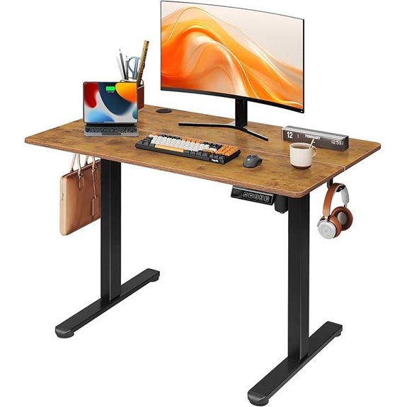 DEVAISE 40 Electric Standing Desk with LED Touchscreen (Rustic Brown)
