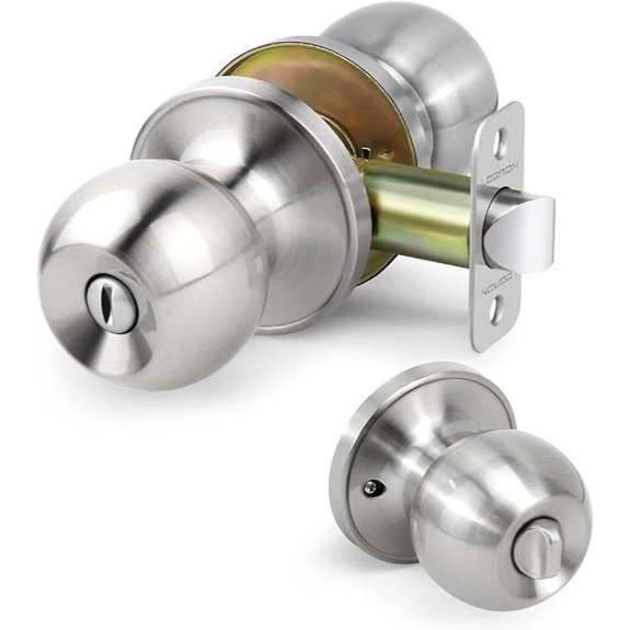 Ball Privacy Door Knob Keyless Interior Lock Satin Nickel