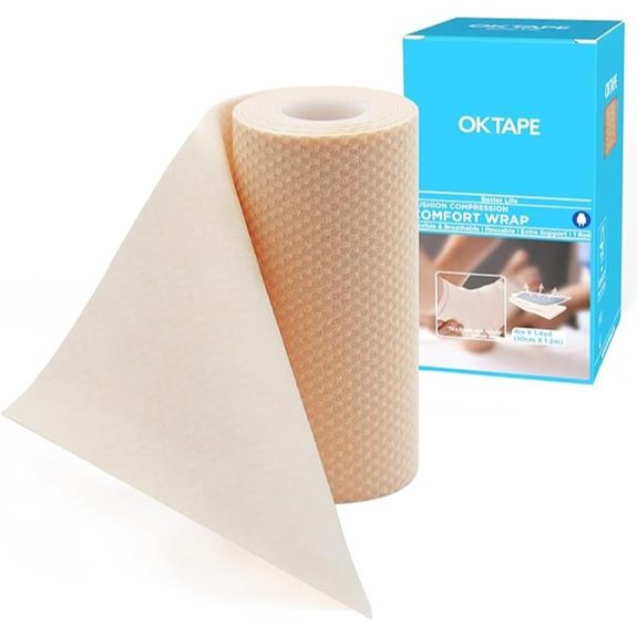 OK TAPE Short-Stretch Compression Bandage Wrap with Velcro 4 x 4 Feet