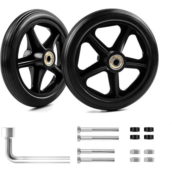 2 Pack 6 Inch Rubber Wheelchair Wheels Replacement (Black)