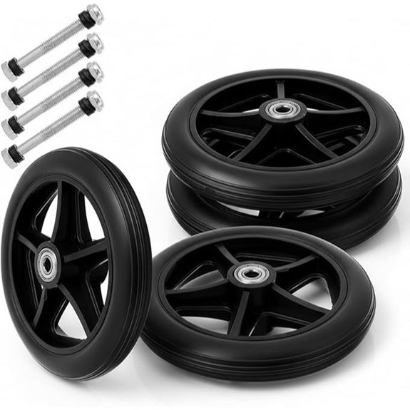 Wheelchair Replacement Wheels 4 Pack 6 Inch Solid PU Tires