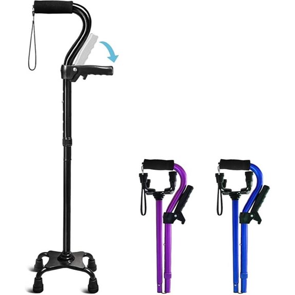 Adjustable Walking Cane with 4-Pronged Base for Stability