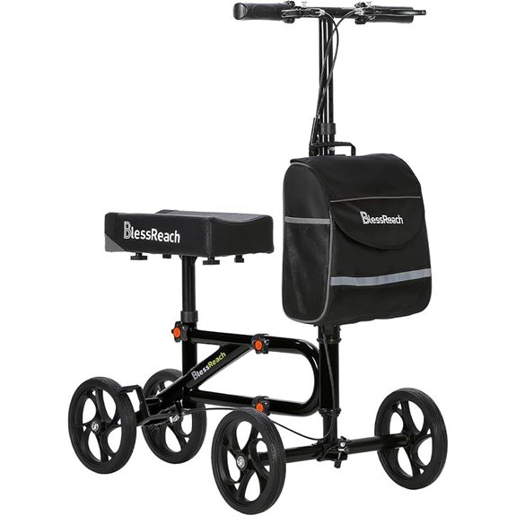 Steerable Knee Walker Scooter with Dual Brakes (Black)