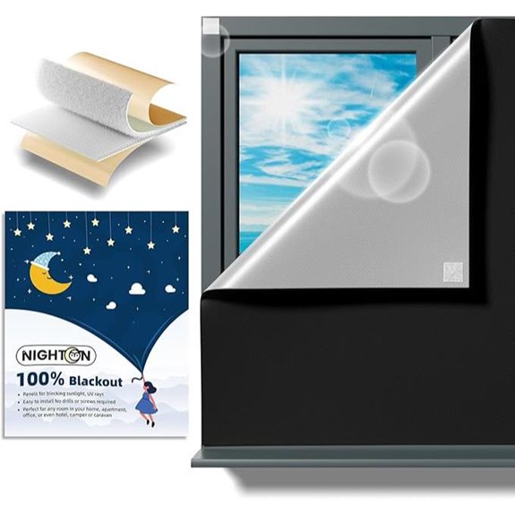 NIGHTON Portable Blackout Curtains with Strong Hook and Loop Tape