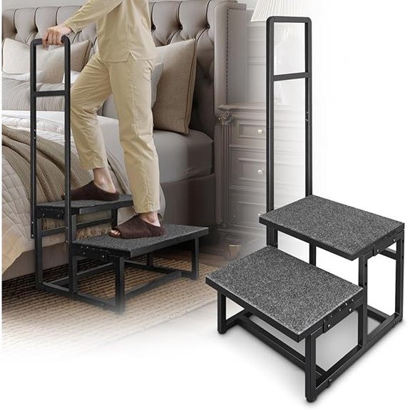 2-Step Stool with Handle for Elderly Supports 450 lbs