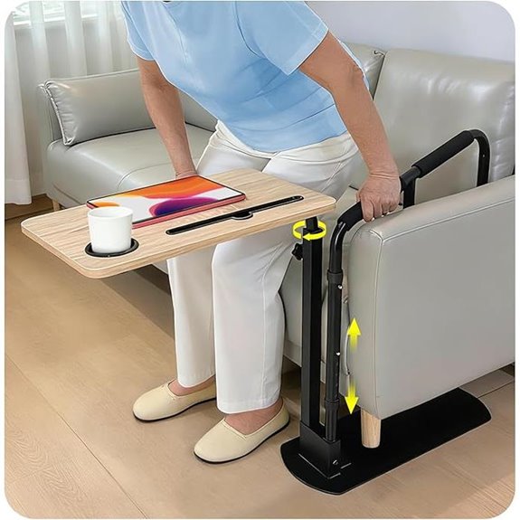 Swivel Side Table with Stand Assist Handle for Elderly
