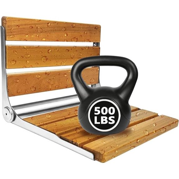 Folding Teak Shower Seat with Stainless Steel