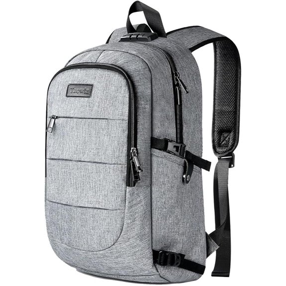 Tzowla Travel Laptop Backpack with Tumbler Holder (Grey)
