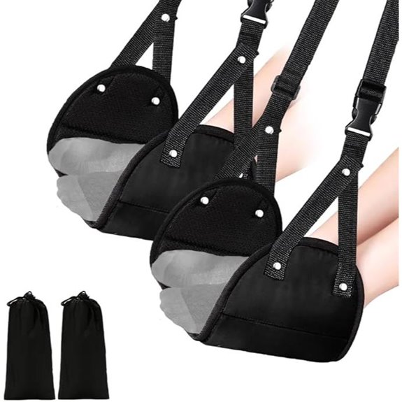 2 Pack Airplane Travel Footrest Hammocks Black