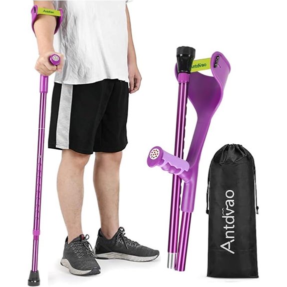 Folding Forearm Crutch with Anti-Drop Cuff (Violet)