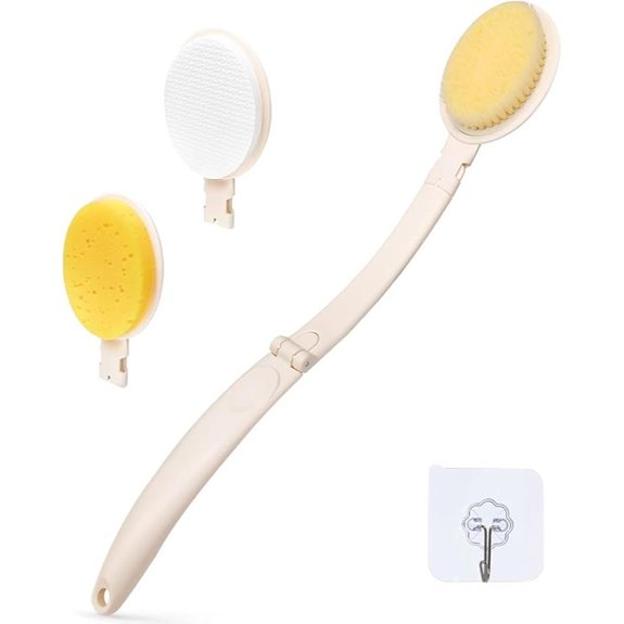 LFJ 19 Shower Brush Set with Lotion Applicator (White)